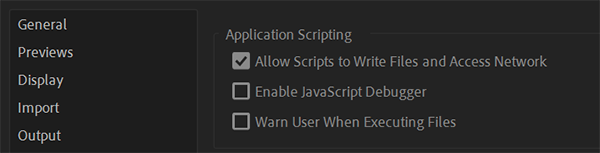 Allow Scripts in Preferences
